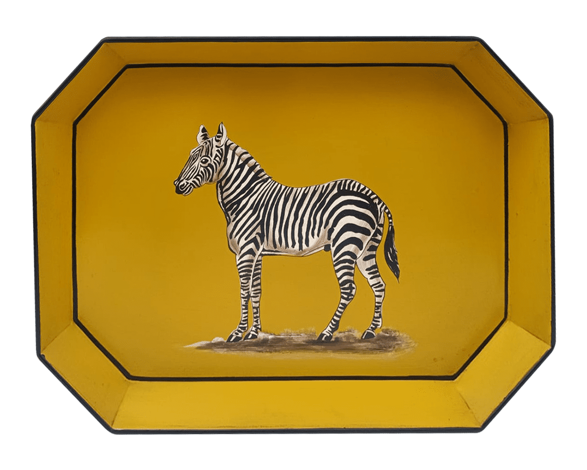 Zebra Handpainted Iron Tray