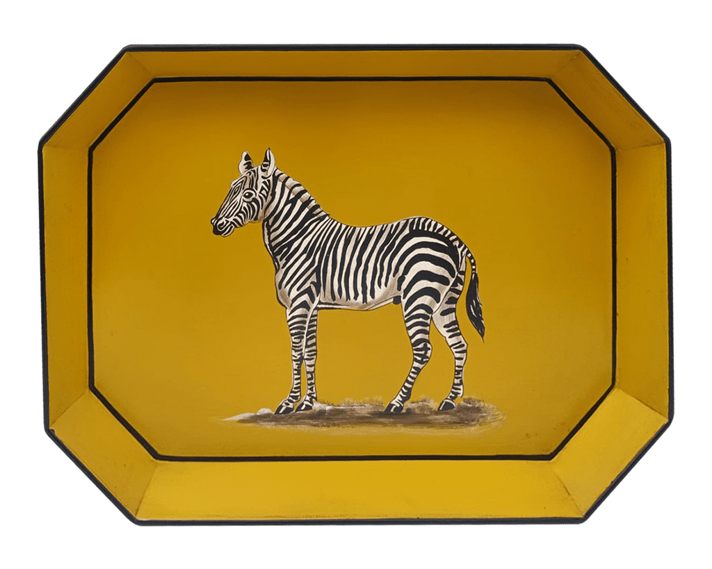 Zebra Handpainted Iron Tray